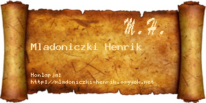 Mladoniczki Henrik névjegykártya